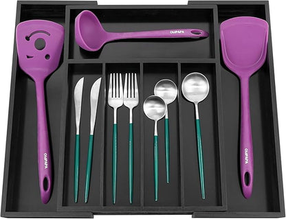 Utoplike Bamboo Silverware Drawer Organizer, Expandable Kitchen Utensils Drawer