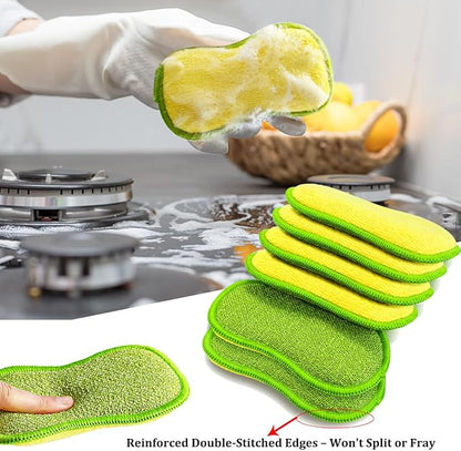 Dish Sponges Kitchen, 12 Pack Multi-Purpose Microfiber Scrub Sponge
