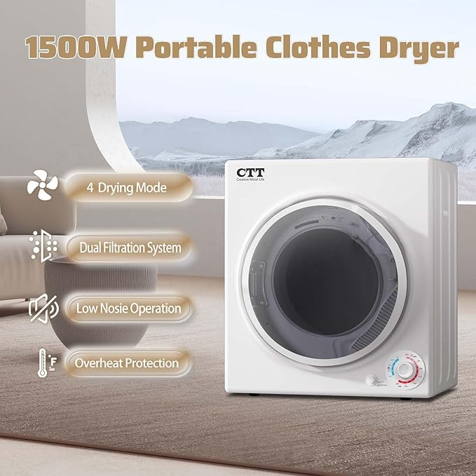 CTT Portable Clothes Dryer 3.5 cu.ft, 110V Laundry Dryer