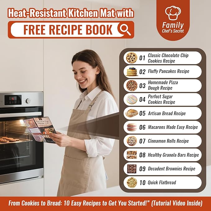 Silicone Baking Mat with 10 Recipes, Pastry Mat