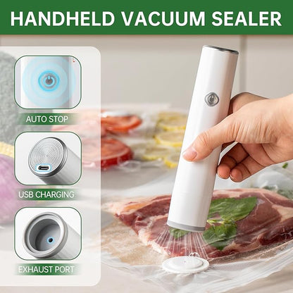 Vacuum Sealer, Handheld Compact Vacuum Sealer for Food, Portable Vacuum Machine Kit with 32 Reusable Sous Vide Zipper Bags, Cordless Food Sealer Machine for Travel Fresh & Sorage Meal Prep