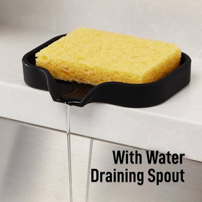 Zulay Kitchen Small Silicone Sponge Holder – Space-Saving Sink Organizer Tray