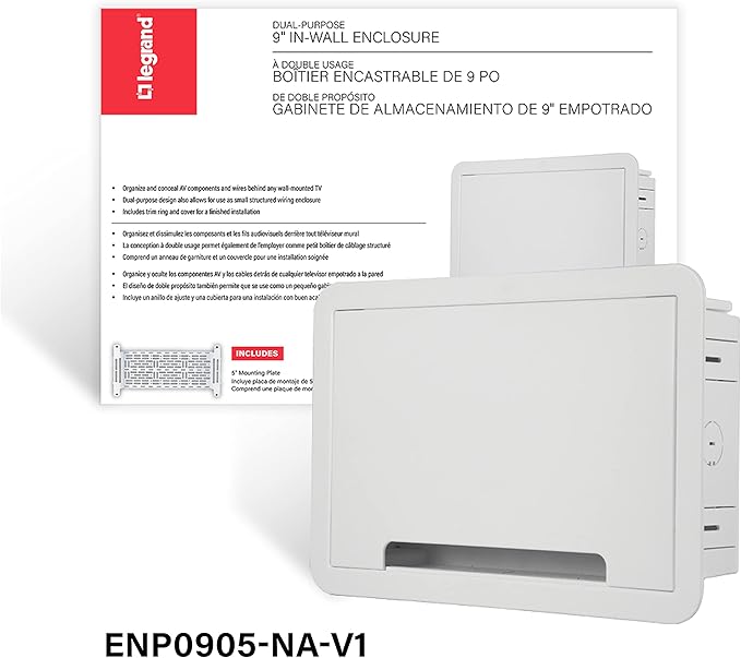 Legrand - OnQ Cable Management, In-Wall Media Box, Dual Purpose Structured