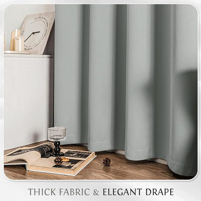 Beauoop Grey 100% Blackout Curtains 84 Inch Long 2 Panels