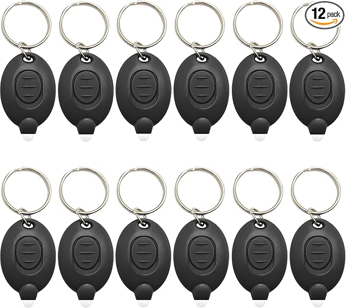 Mini LED Keychain Flashlight, Ultra Bright Micro Torch, Compact Key Ring Flashlight with White Light, Emergency Pocket Light, Tiny Flashlight for Outdoor Camping Hiking (12 PCS)