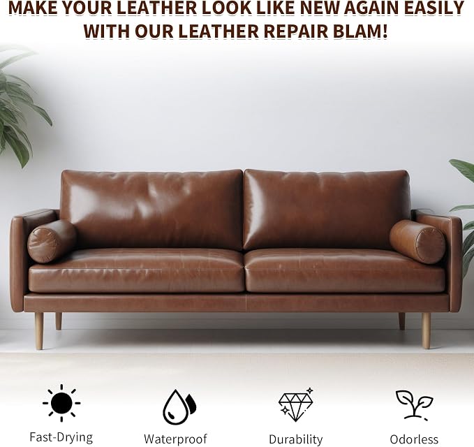 Medium Brown Leather Recoloring Balm,Leather Couch Scratch/Stain Remover,Leather Repair kit for Vinyl Furniture and Car Interior,Leather Dye Paint for Scratched and Faded Leather Couches