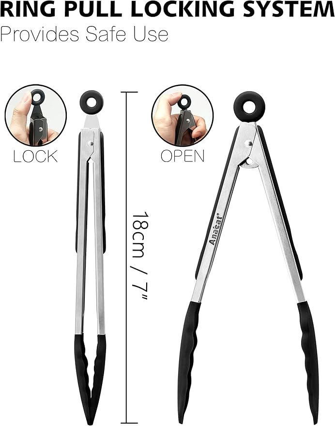 Anaeat Non-Stick Silicone Locking Tong