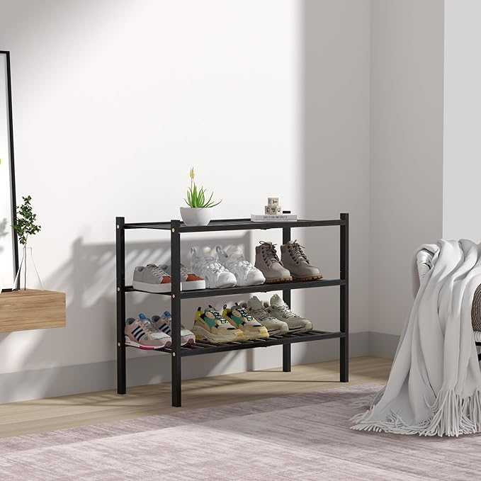 ROMGUAR CRAFT 3 Tier Bamboo Shoe Rack
