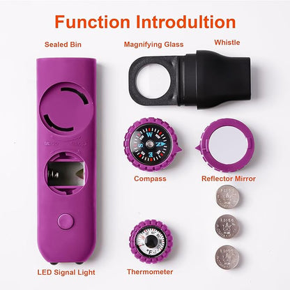 Emergency Survival Safety Whistle，Whistle for Kids with Lanyard,Compass,Thermometer,Ideal for Kayaking, Boating, Hiking, Camping, Climbing