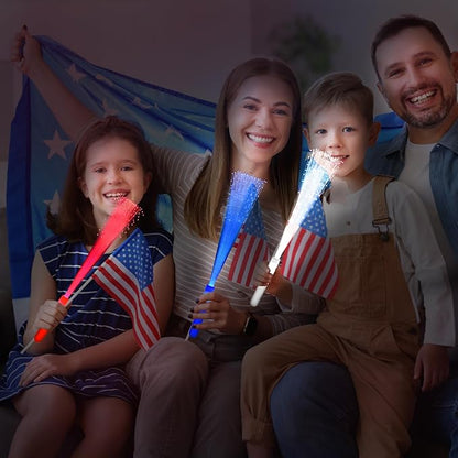 12 Pack Blue Glow Fiber Optic Wands Bulk Light Up Wand Glow Sticks with 3 Light Modes for Easter 4th of July Christmas Party Favors