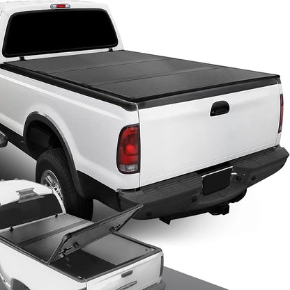 DNA MOTORING New Upgrade Truck Bed Top Hard Solid Tri-Fold Tonneau Cover Compatible with 99-16 Ford F250SD F350SD F450SD 6.5Ft Bed, TTC-HARD-005, Black