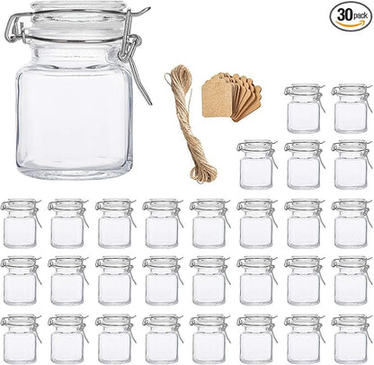 Flrolove Spice Jars 30 Pack 4oz Square Glass Jars