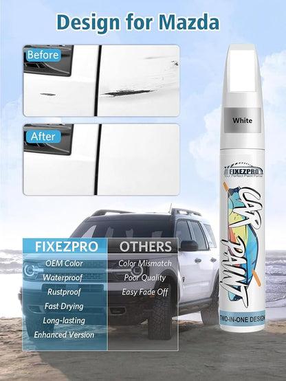 41W Jet Black Mica Touch Up Paint for Mazda, Exact Color Match Car Paint Scratch Repair Remover Pen Kit Quick & Easy Fix Vehicle Chips and Automotive Nicks Scuff