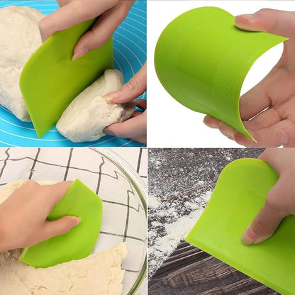 Suanyok Bench Scraper-Stainless Steel Dough Scraper and Flexible Plastic Bowl