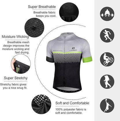 LAMEDA Men's Cycling Jersey Breathable Lightweight Bike Jersey Short Sleeve Quick Dry Moisture Wicking Biking Shirts