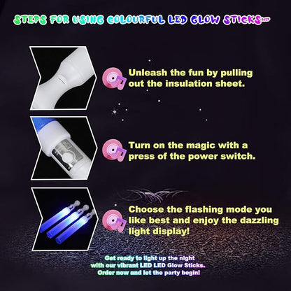 Reusable LED Glow Sticks(6 Pack), Blue Steady LED Flashing Bright Glow Light sticks, Equipped with AAA Battery Powered LED Sticks, Concert Glow in the Dark Party Favor Supplies