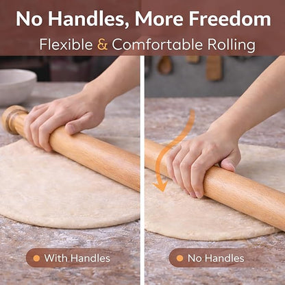17 Inch French Rolling Pin, Wooden Dough Roller