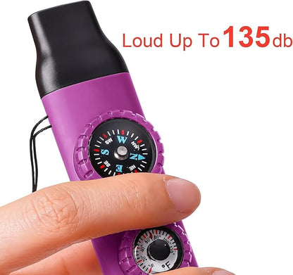 Emergency Survival Safety Whistle，Whistle for Kids with Lanyard,Compass,Thermometer,Ideal for Kayaking, Boating, Hiking, Camping, Climbing