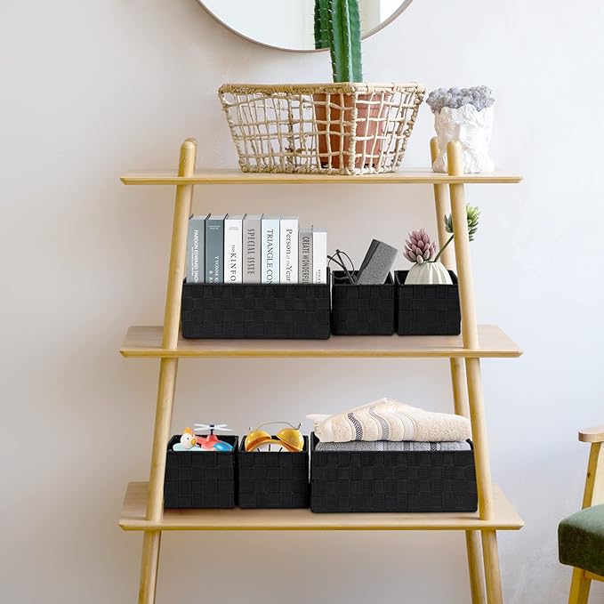 Posprica Woven Storage Baskets for Organizing 6 Pack, Large&Small Storage Cube