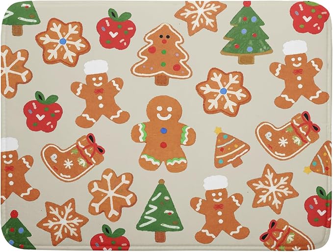 Christmas Dish Drying Mat for Kitchen Counter 18x24 Cute Gingerbread Themed