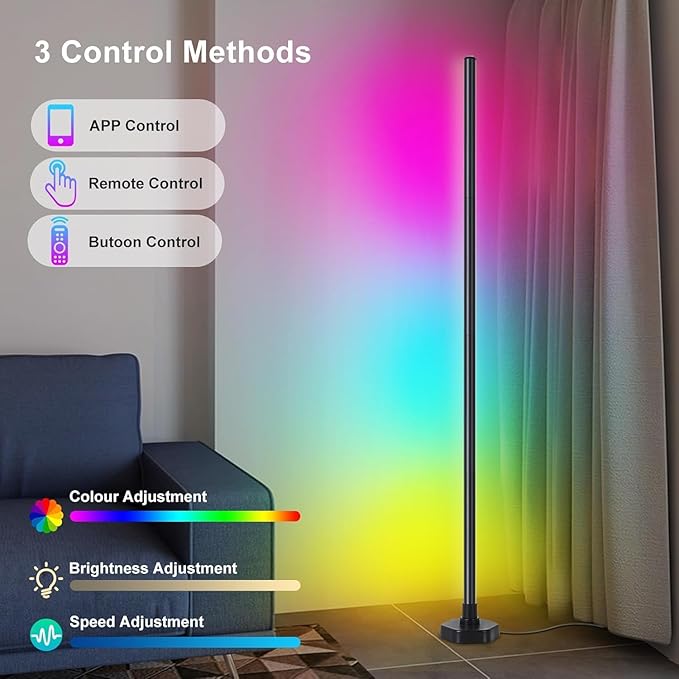 Bcmsda RGB LED Floor Lamp, RGB LED Corner Lamp