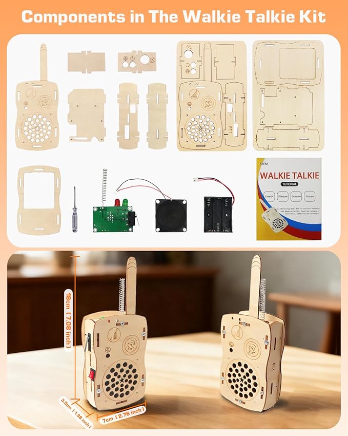 STEM Science Kits Toys DIY Walkie Talkie Kit for Kids Age 8-14, Science Project Electronics Kit Educational Building Toy Gifts for Boys Girls Kids Teen Ages 8-10 10-12