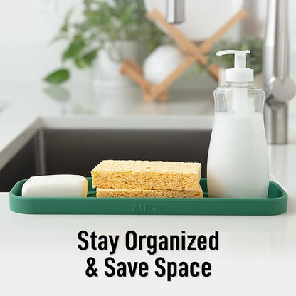 Zulay Kitchen Large Silicone Sponge Holder – Flexible Sink Organizer Tray