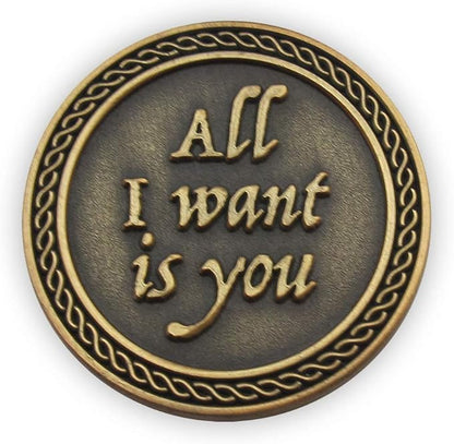 Romantic Love Expression Antique Gold Plated Pocket Coin for Date Night, You are My Love, All I Want is You, Love Gift for Men & Women, from Him or Her
