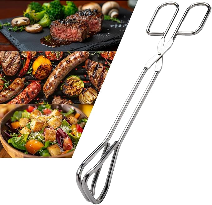 Hiash 11" Heavy Duty Stainless Steel Kitchen Scissor Tongs