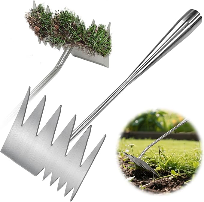2025 Upgraded Weed Puller Tool, 6-Tooth Manganese Steel Manual Weeders, Portable Garden Weed Remover Tools for Vegetable Gardening Backyard Farm Planting & Weeding