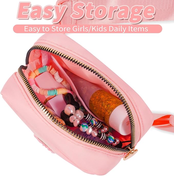 Birthday Gifts for 2 3 4 5 6 7 8 9 10 11 Year Old Girls - Mini Fanny Pack Cute Crossbody Bag Belt Bag Trendy Stuff,Graduation Gifts for Girls Teens Kids Daughter Sister Her - Peach,M