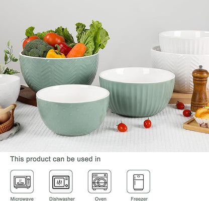 HAPPY KIT Ceramic Mixing Bowls Set, Serving Bowls Set