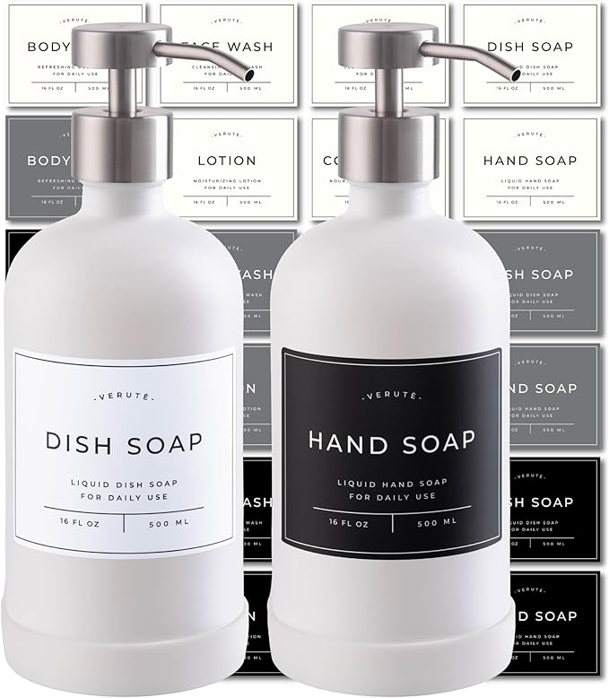 Hand and Dish Soap Dispenser for Kitchen and Bathroom, Stainless Steel Pumps