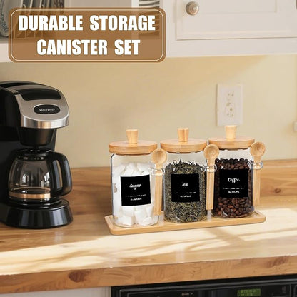 Suclain 3 Pcs Glass Coffee Container