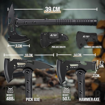 Freelander Tactical Axe 2 Pack, Sharp Tomahawk with Sheath, Portable Tomahawk with Clip and Bottle Opener, Durable Survival Hatchet for Emergency, Hiking and Camping