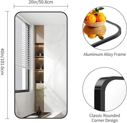 FORBATH Bathroom Mirror 20" x 40", Rectangle Black Bathroom Mirror