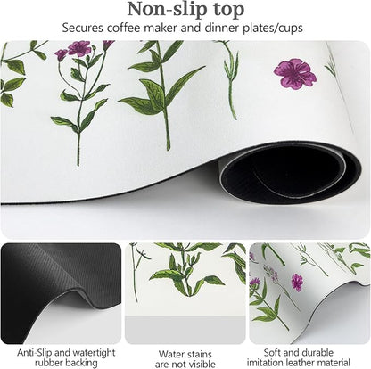 Bloss Dish Drying Mat, Spring Flower Printed Coffee Bar Mat, Kitchen Counter Mat