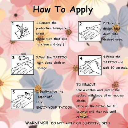 Glitter Flower Temporary Tattoos for Girls - 74 Individually Sheets | Waterproof & Easy Peel | Kids Birthday Party Favors, Flower Theme Decorations