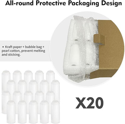 20Pack 15H+ Emergency Candles Long Burning Survival [18H+ Inside Candle Lanterns], 3??Unscented White Pillar Candle, Survival Candles for Power Outage, Camping, Hurricane