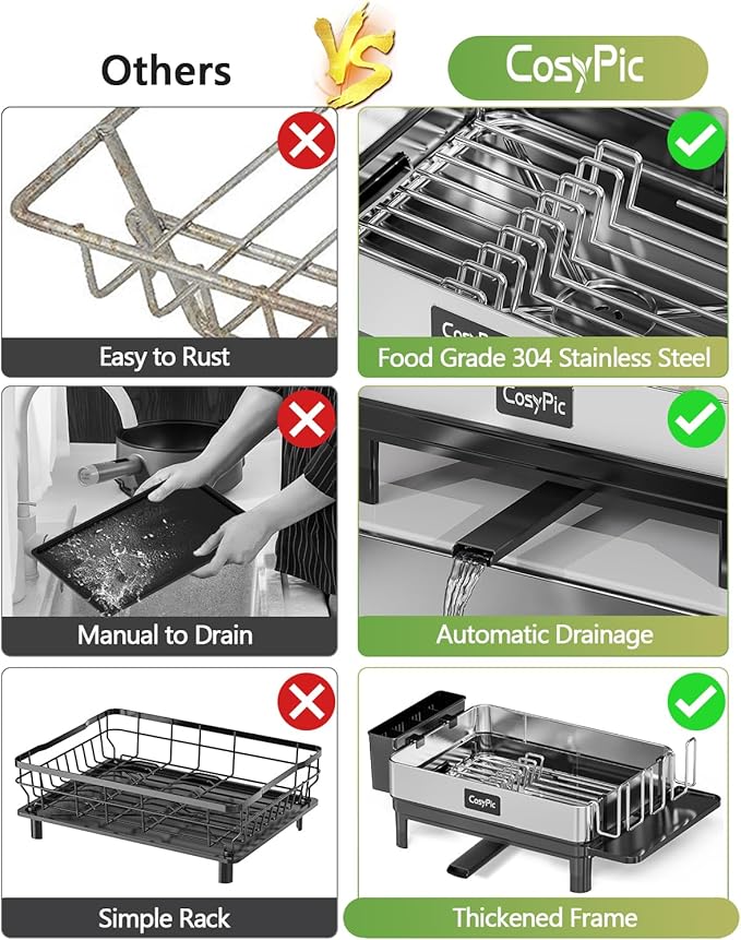 Dish Racks, Thicker Premium 304 Stainless Steel Dish Drying Rack