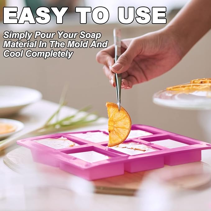 Silicone Soap Molds, Oval & Rectangle Soap Bar Mold, 6 Cavities DIY Mould for Homemade Craft Soap, Pudding, Muffin, Chocolate, Brownie, Cornbread, Cheesecake, Cake & Ice Cube - Just Pop Out
