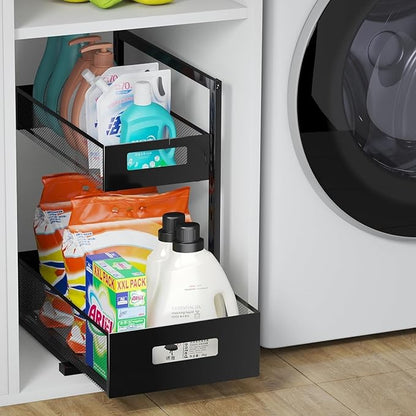 Petiza Under Sink Organizer Pull Out Cabinet Organizer Adjustable Height 2 Tier
