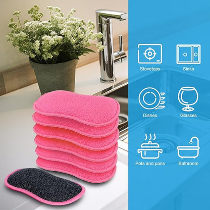 HOMEXCEL 12 Pack Multi-Purpose Scrub Sponges Kitchen Dish Sponge Non-Scratch
