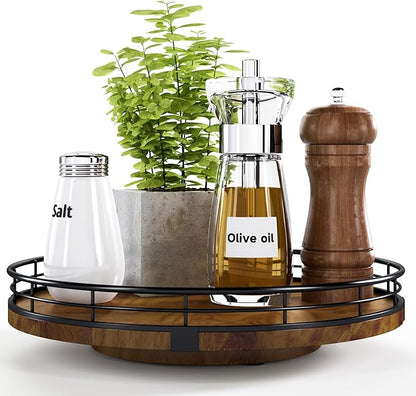 Farmhouse Oak 10" Lazy Susan Turntable Organizer