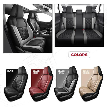 FREESOO Custom Seat Covers for Toyota RAV4 2019 2020 2021 2022 2023 2024 2025 LE XLE Limited XLE Premium Gas, RAV4 Leather Car Seat Covers Interior, RAV 4 SUV Accessories Full Set, BlackGrey