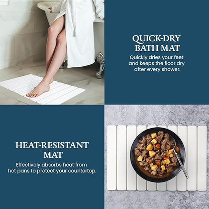 Stone Drying Mat for Kitchen Counter 24"×16"with Water Absorbent Diatomite