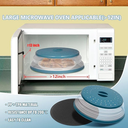 Large Microwave Splatter Cover & Silicone Mat, 12 Inchs Vented Collapsible