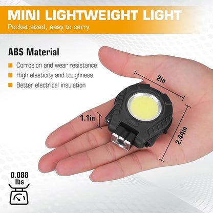 EverBrite COB Keychain Work Light, 2 Pack Rechargeable Keychain Light with Sensor Mode, Mini Magnetic Key Chain Light with 180° Rotatable Bracket, Bottle Opener, Clip - for Hiking, Camping, 6 Modes