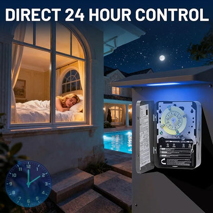 T104M Mechanical Time Switch, 208-277V AC 40A DPST, 24-Hour Dial