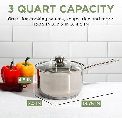 Ecolution Stainless Steel Sauce Pan, Encapsulated Induction Ready Cooking Pot